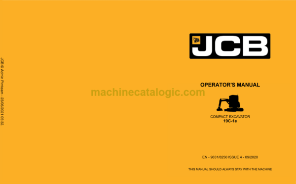 JCB 19C-1e Compact Excavator Operators Manual