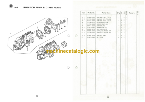 Furukawa FL130 FL150 FL170A 6BD1 Engine Parts Catalog