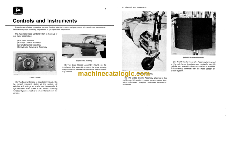 John Deere JD670 JD670-A AND JD672-A Motor Graders Blade Control System Operators Manual (OMT65038)