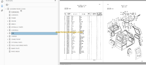 Hitachi SCX500W Track Crane Parts Catalog & Equipment Components Parts Catalog