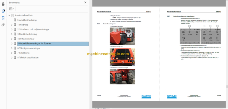 Sandvik LH517 Mining Loader Operator's and Maintenance Manual (L817D659 Swedish)