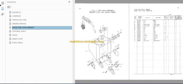 Hitachi EX20UR-2C Excavator Parts Catalog & Equipment Components Parts Catalog