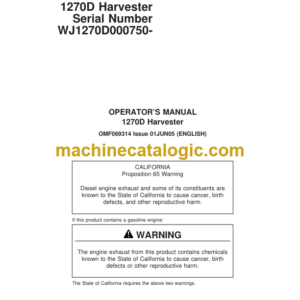 John Deere 1270D Harvester Operator's Manual (SN WJ1270D000750-)