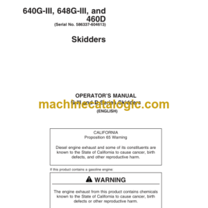 Timberjack 540G-III 548G-III 748G-III 360D 560D 640G-III 648G-III and 460D Skidders Operator Manual