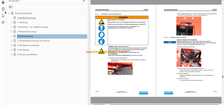 Sandvik LH621 Mining Loader Operator's and Maintenance Manual (L821D397 Swedish)