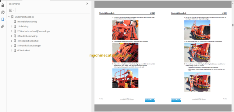Sandvik LH621 Mining Loader Operator's and Maintenance Manual (L821D397 Swedish)