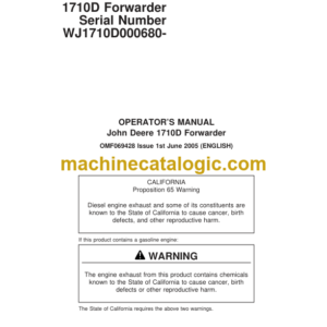 Timberjack 1710D Forwarder Operators Manual (SN WJ1710D000680-)