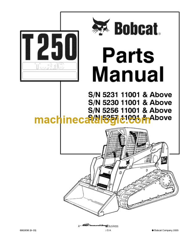 Bobcat T250 Track Loader Parts Manual