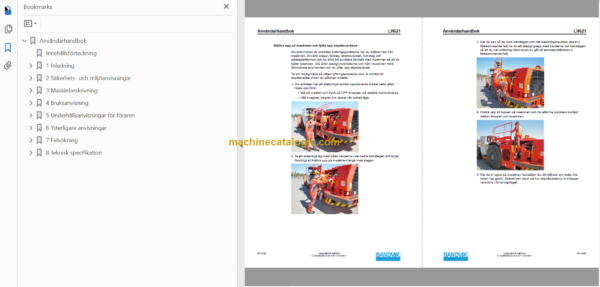 Sandvik LH621 Mining Loader Operator's and Maintenance Manual (L821D407 Swedish)