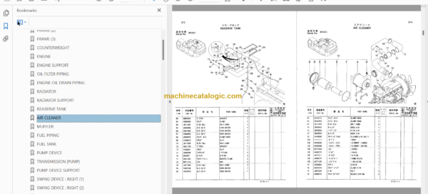 Hitachi JD600CLC Excavator Parts Catalog