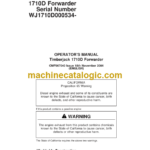 Timberjack 1710D Forwarder Operators Manual (SN WJ1710D000534-)