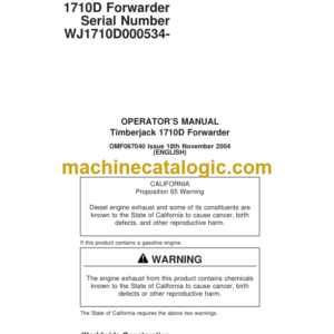 Timberjack 1710D Forwarder Operators Manual (SN WJ1710D000534-)