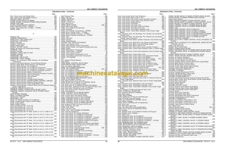 John Deere 50D COMPACT EXCAVATOR Parts Catalog (PC10117)