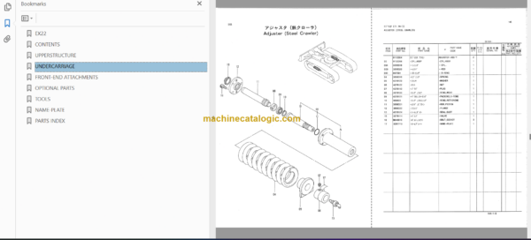 Hitachi EX22 Excavator Parts Catalog & Equipment Components Parts Catalog