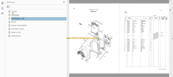 Hitachi JD790D Hydraulic Excavator Parts Catalog & Equipment Components Parts Catalog