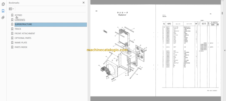 Hitachi JD790D Hydraulic Excavator Parts Catalog & Equipment Components Parts Catalog