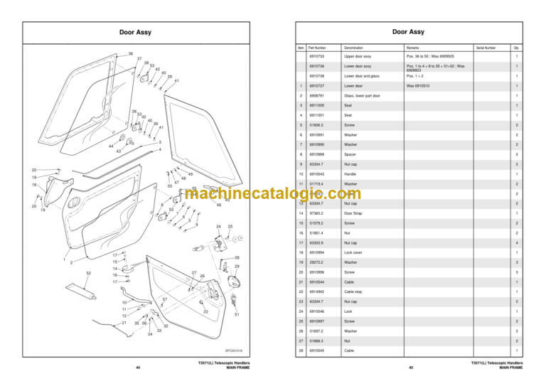Bobcat T3571L Telehandler Parts Manual