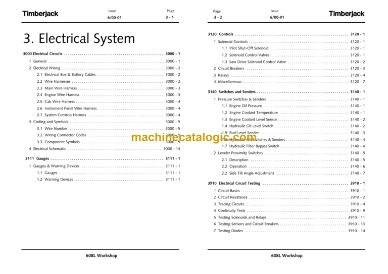 Timberjack 608L Feller Buncher Workshop Manual (SN 10BA1017 and UP)