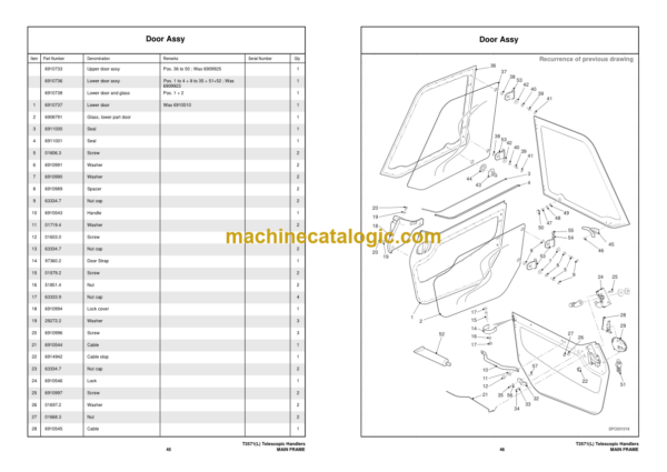 Bobcat T3571L Telehandler Parts Manual