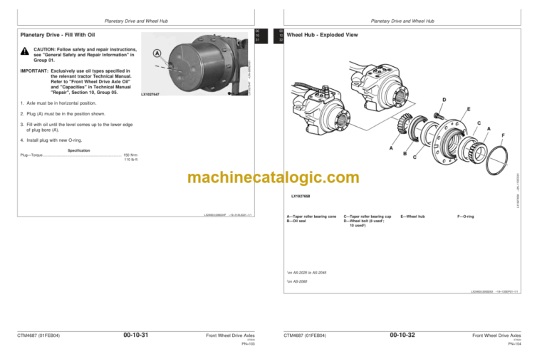 John Deere Front Wheel Drive Axles AS and MS Series Component Technical Manual (CTM4687)
