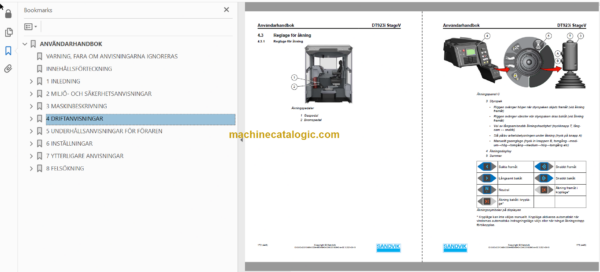 Sandvik DT923i Tunnelling Drill Operator's and Maintenance Manual (SN 121D69906-1 Swedish)