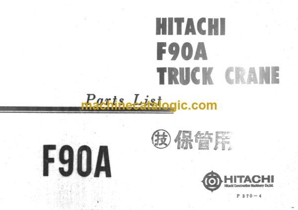 Hitachi F90A TRUCK CRANE PARTS LIST