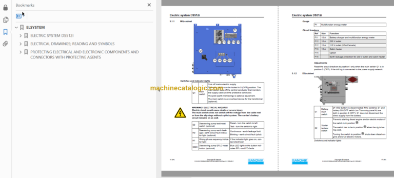 Sandvik DS512i Drill Rig Service and Parts Diagrams (122B78759-1)