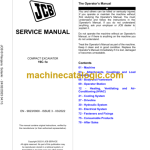 JCB 19C-1e Compact Excavator Service Manual