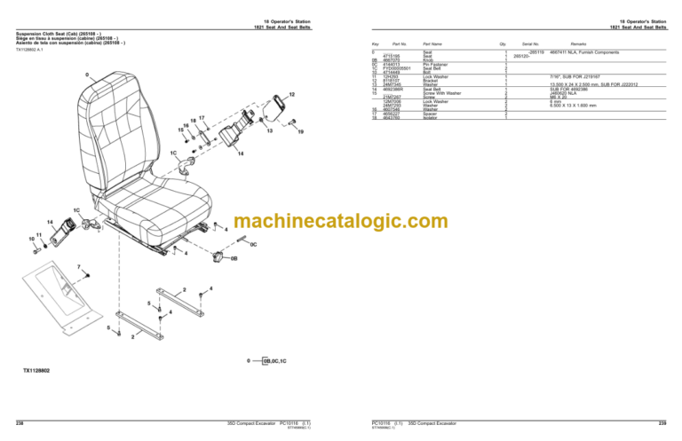 John Deere 35D Compact Excavator Parts Catalog (PC10116)