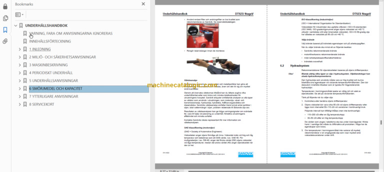 Sandvik DT923i Tunnelling Drill Operator's and Maintenance Manual (SN 121D69906-1 Swedish)