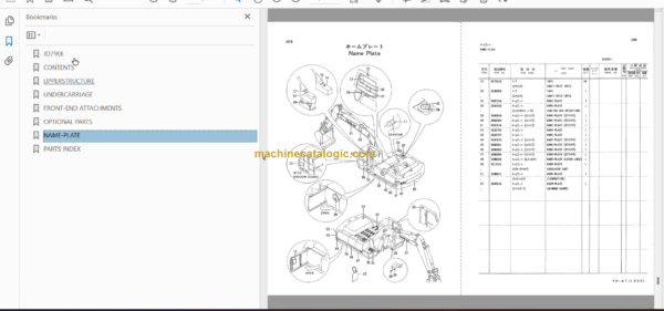 Hitachi JD790E Excavator Parts Catalog