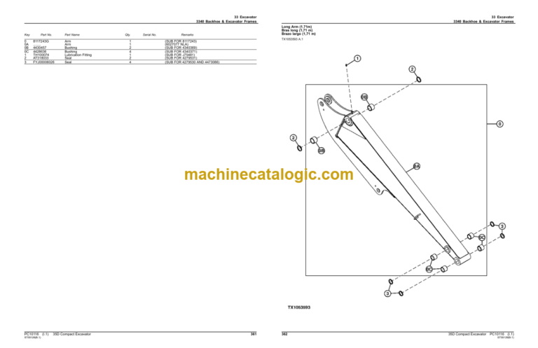 John Deere 35D Compact Excavator Parts Catalog (PC10116)