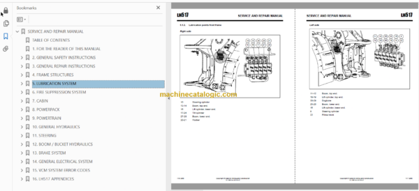 Sandvik LH517 Mining Loader Service and Parts Manual (L317D374)