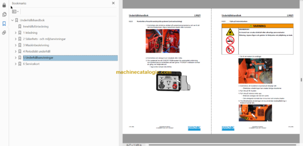 Sandvik LH621 Mining Loader Operator's and Maintenance Manual (L821D433 Swedish)