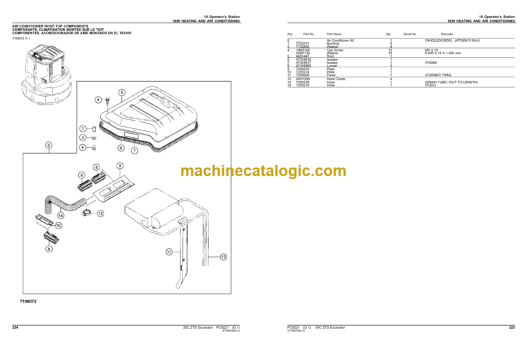 John Deere 35C ZTS Excavator Parts Catalog (PC9221)