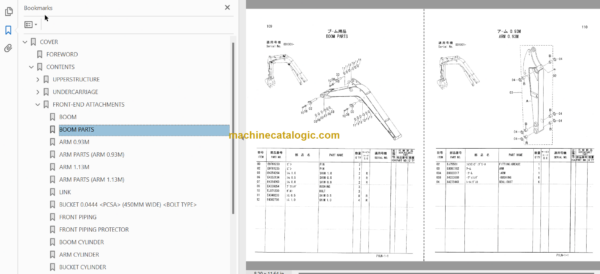 Hitachi ZX16 Hydraulic Excavator Parts Catalog & Equipment Components Parts Catalog