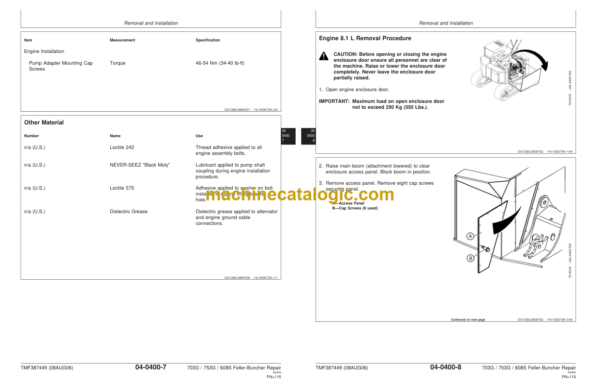 John Deere 703G 753G 608S Feller Buncher Technical Manual (SN 753GX002064- and 608SX007076-)