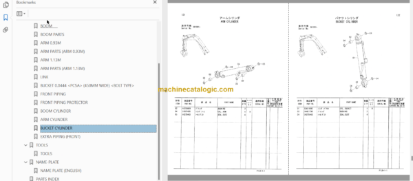 Hitachi ZX16 Hydraulic Excavator Parts Catalog & Equipment Components Parts Catalog