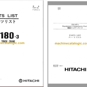 Hitachi FK180-3 Hydraulic Truck Crane Parts Catalog & Equipment Components Parts Catalog