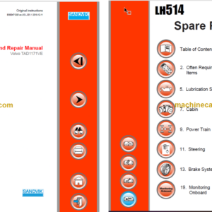 Sandvik LH514 Mining Loader Service and Parts Manual (L814D988)