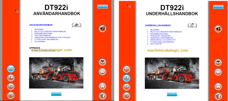 Sandvik DT922i Tunnelling Drill Operator's and Maintenance Manual (118D53738-1 Swedish)
