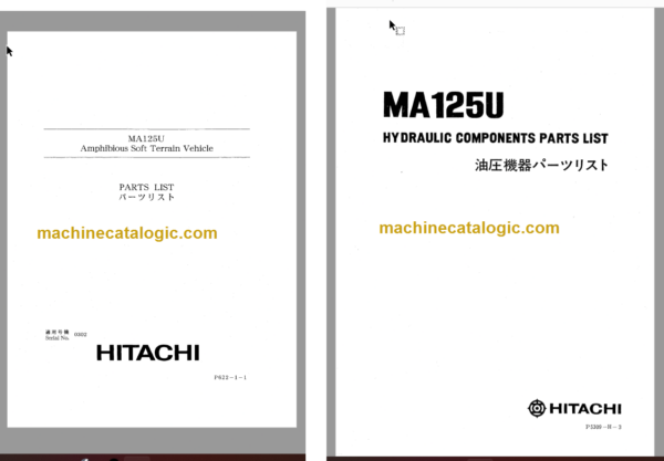 Hitachi MA125U Amphibious Soft Terrain Vehicle Parts Catalog & Equipment Components Parts Catalog