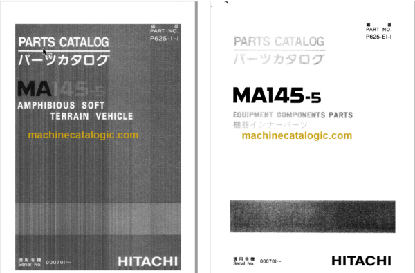 Hitachi MA145-5 Amphibious Soft Terrain Vehicle Parts Catalog & Equipment Components Parts Catalog