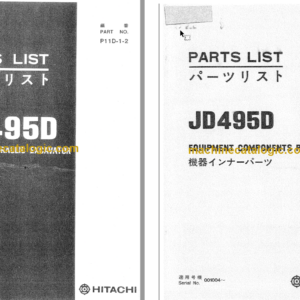 Hitachi JD495D Wheeled Hydraulic Excavator Parts Catalog & Equipment Components Parts Catalog