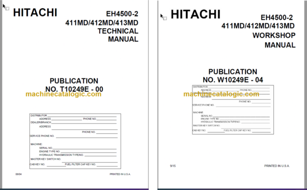 Hitachi EH4500-2 Rigid Dump Truck Technical and Workshop Manual