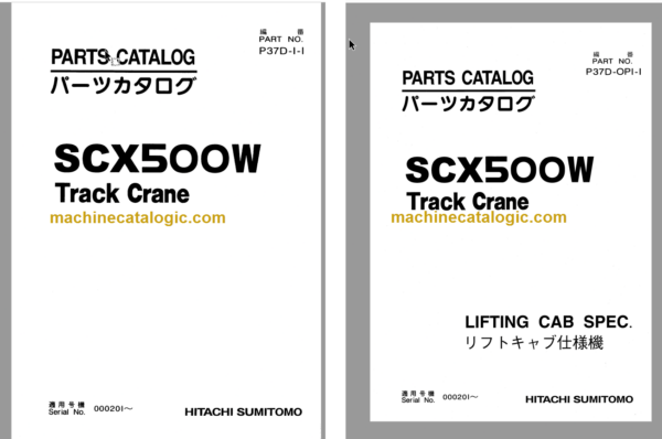 Hitachi SCX500W Track Crane Parts Catalog & Equipment Components Parts Catalog