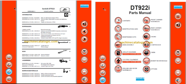 Sandvik DT922i Tunnelling Drill Service and Parts Manual (119D61465-1)