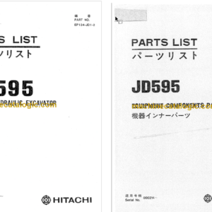 Hitachi JD595 Wheeled Hydraulic Excavator Parts Catalog & Equipment Components Parts Catalog