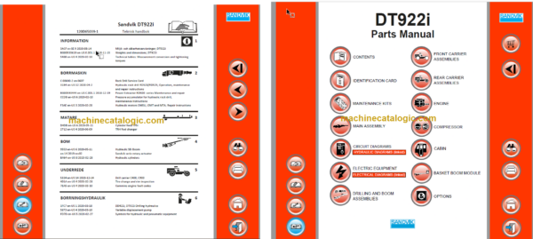 Sandvik DT922i Tunnelling Drill Service and Parts Manual (SN 120D65039-1)