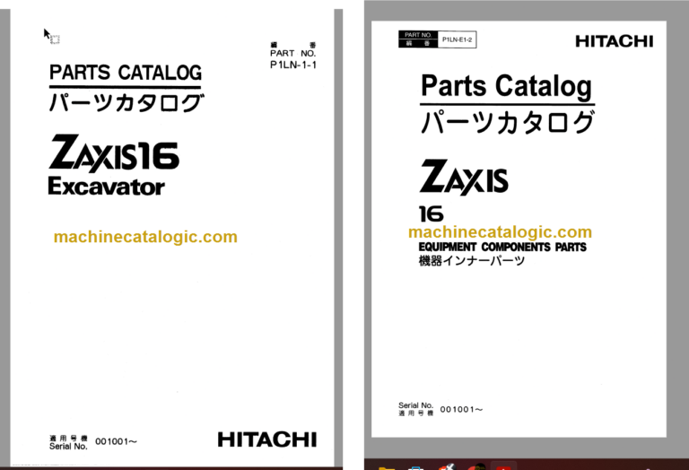 Hitachi ZX16 Hydraulic Excavator Parts Catalog & Equipment Components Parts Catalog